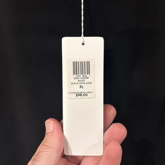 NWT EILEEN FISHER $98 Solid Black Stretch Silk Jersey Tank Top Petite PL/PG - Picture 3 of 6